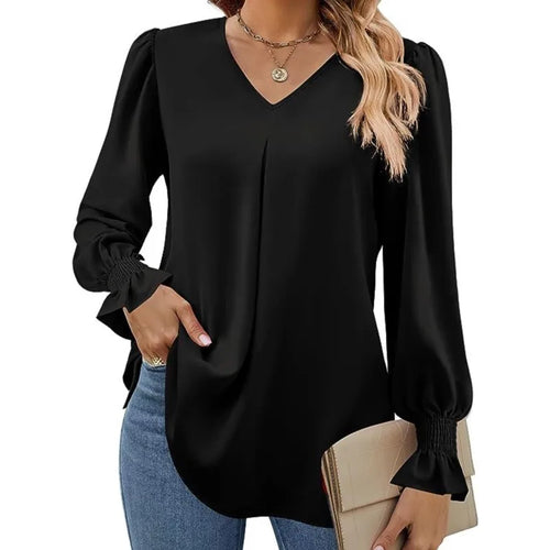 Stilla | Elegant Løs Chiffon Bluse til Kvinder