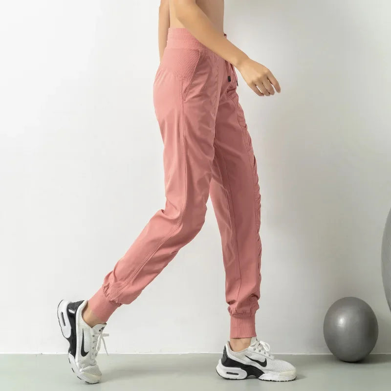 Skovae | Stof Snørebånd Løb Sport Joggers Kvinder Hurtig Tørrende Atletisk Fitness Trænings Sweatpants med To Lommer Bevægelighed Bukser