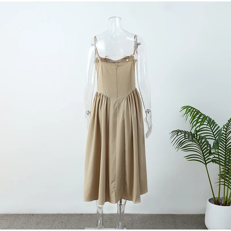 Stilla | Bustier Plisseret Midi Kjole