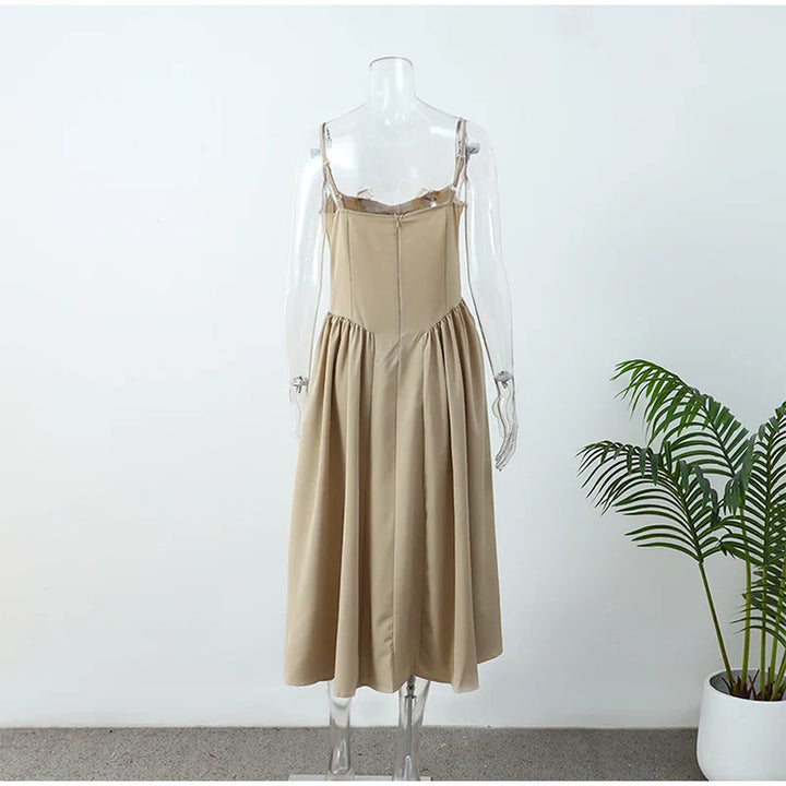 Stilla | Bustier Plisseret Midi Kjole