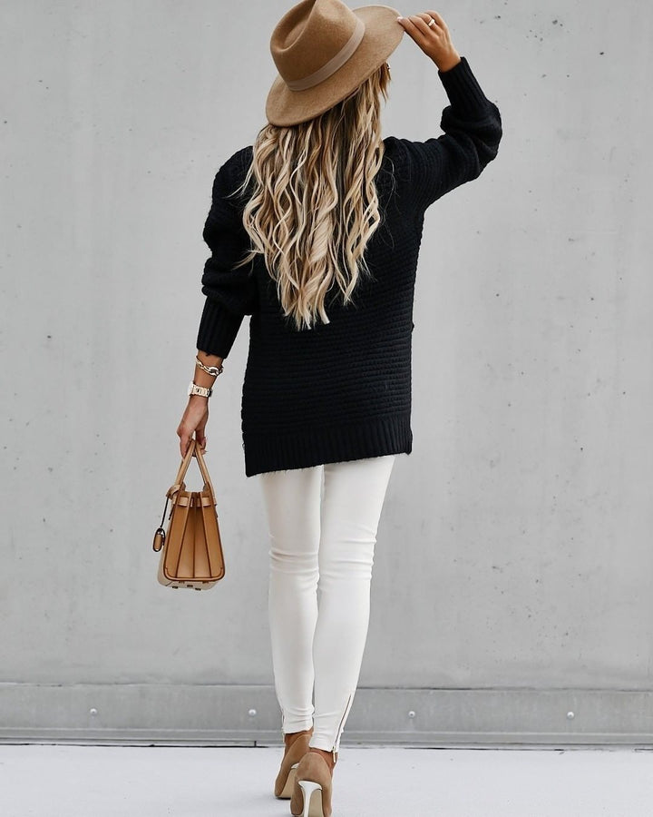 Stilla | Strikpullover Oversized Fit Rund Halsudskæring Lange Ærmer Blød og Behagelig