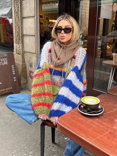 Stilla | Farverig Sweater Med Lange Ærmer
