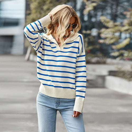 Stilla | Stribet V-Udsnit Pullover