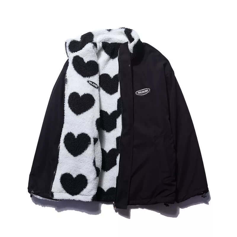 Stilla | Vendbar hjerte-tryk frakke med blødt fleece-for