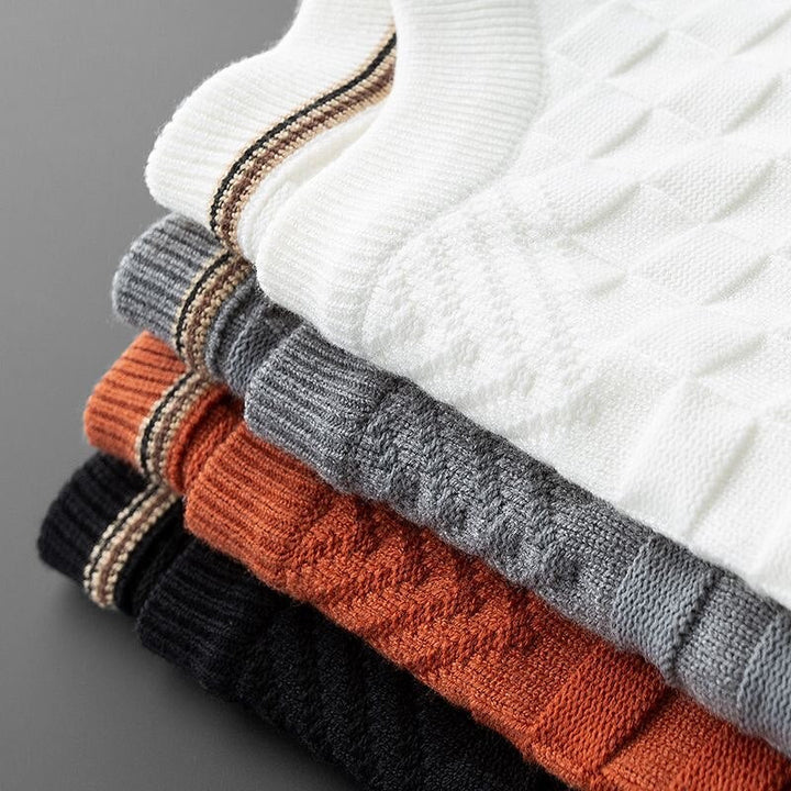Stilla | Stilfuld Efterårs Vaffelstrik Pullover med Rund Halsudskæring til Mænd