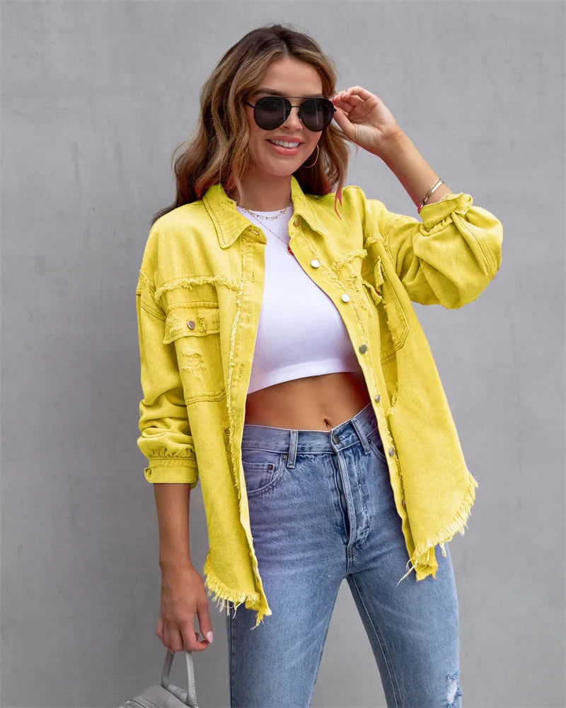 Stilla | Ragged Denim Slåkrave Jakke