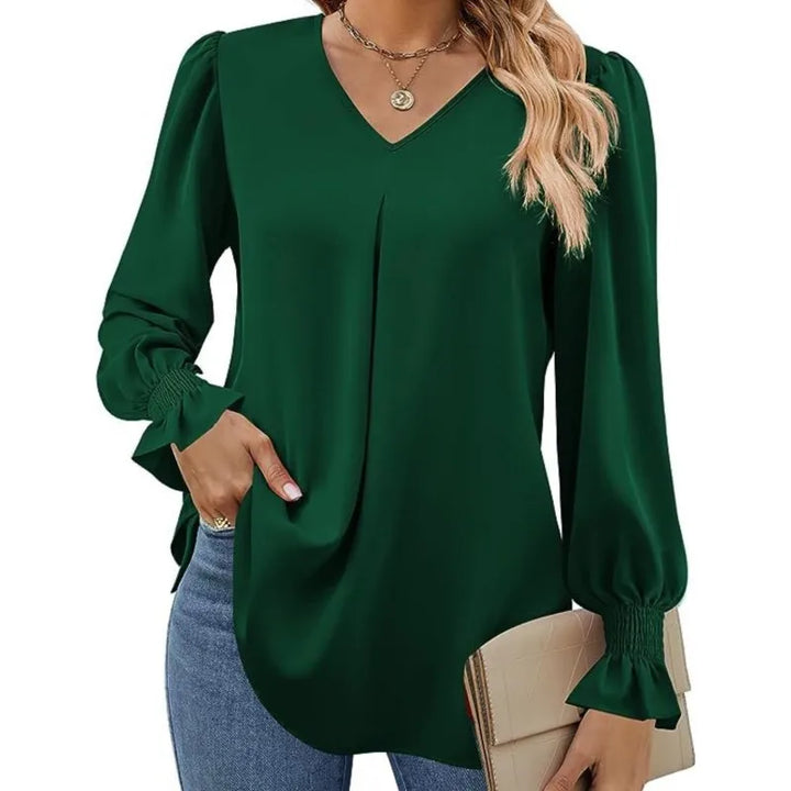 Stilla | Elegant Løs Chiffon Bluse til Kvinder