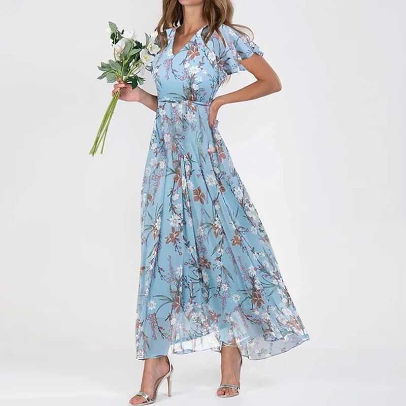 Stilla | Lang Sommerkjole Med Blomstermønster