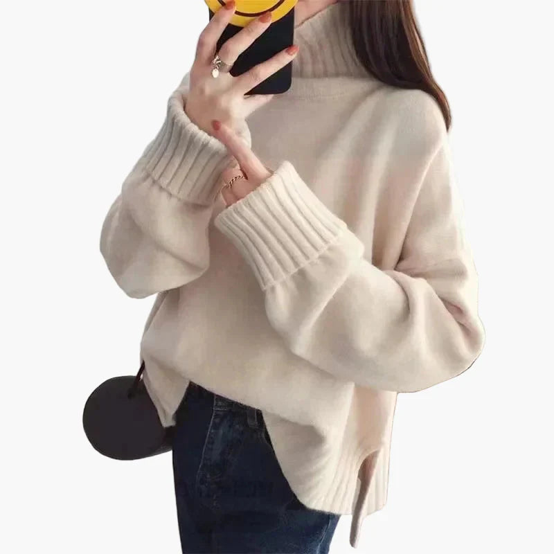 Stilla | Oversize Pullover med Høj Krave - Fashionabel Koreansk Stil til Efterår og Vinter