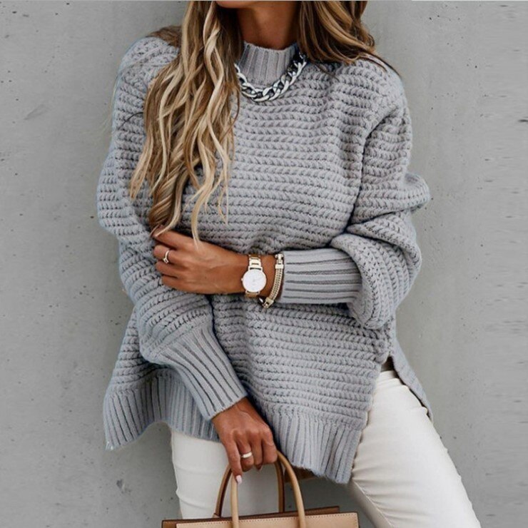 Stilla | Strikpullover Oversized Fit Rund Halsudskæring Lange Ærmer Blød og Behagelig
