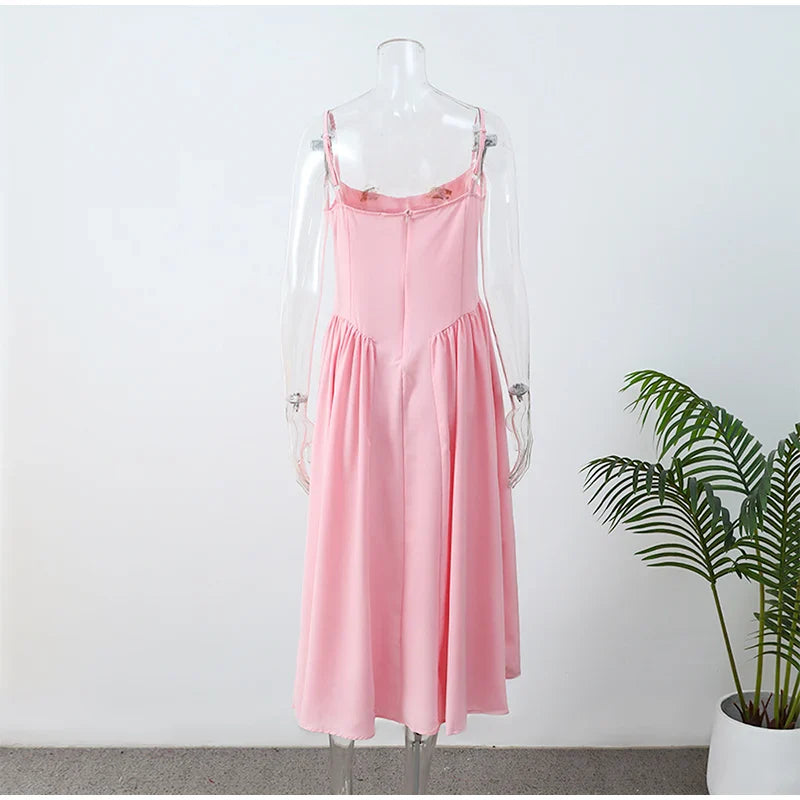 Stilla | Bustier Plisseret Midi Kjole