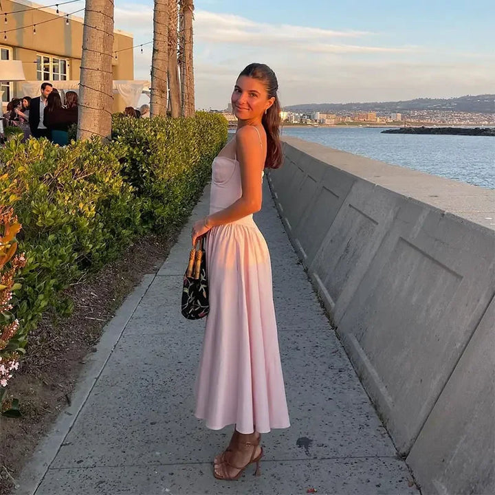 Stilla | Bustier Plisseret Midi Kjole