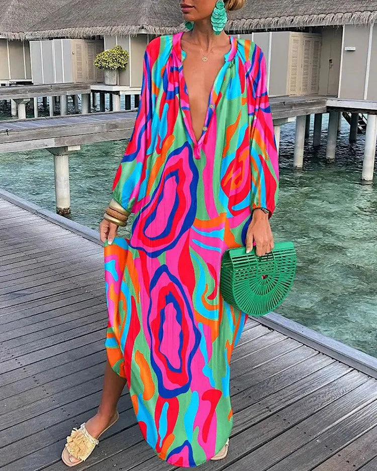 Stilla | Kjole Med Moderne Abstrakt Print
