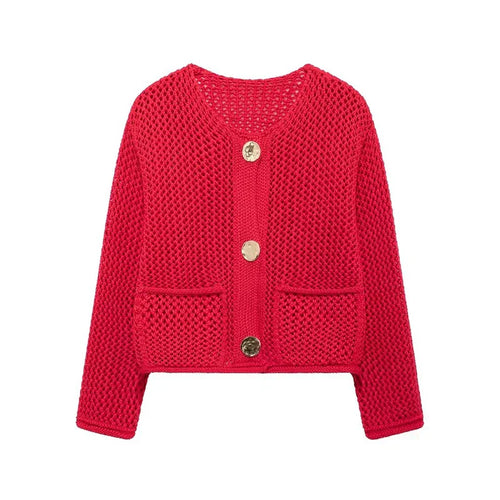 Stilla | Mesh Strik Jakke med Frontlommer