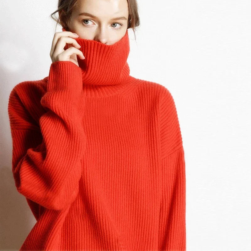 Stilla | Rullekrave Sweater Oversized Stil til Fritid og Kontor
