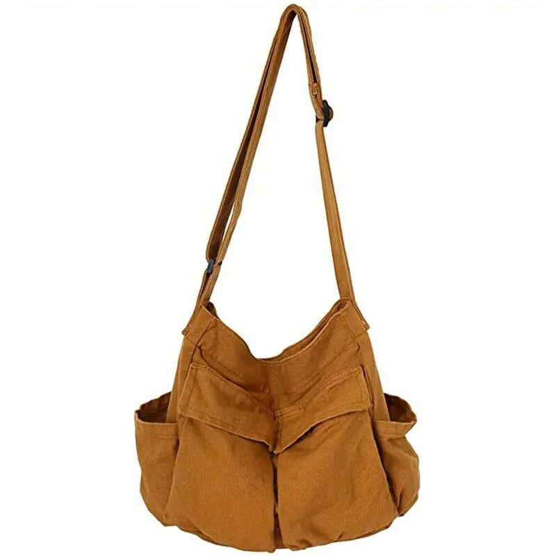 Skovae | Kvinder Vintage Håndtaske Canvas Teenager Skulder Tote Tasker Leveringstaske Damer Løs Håndtaske Crossbody Pung