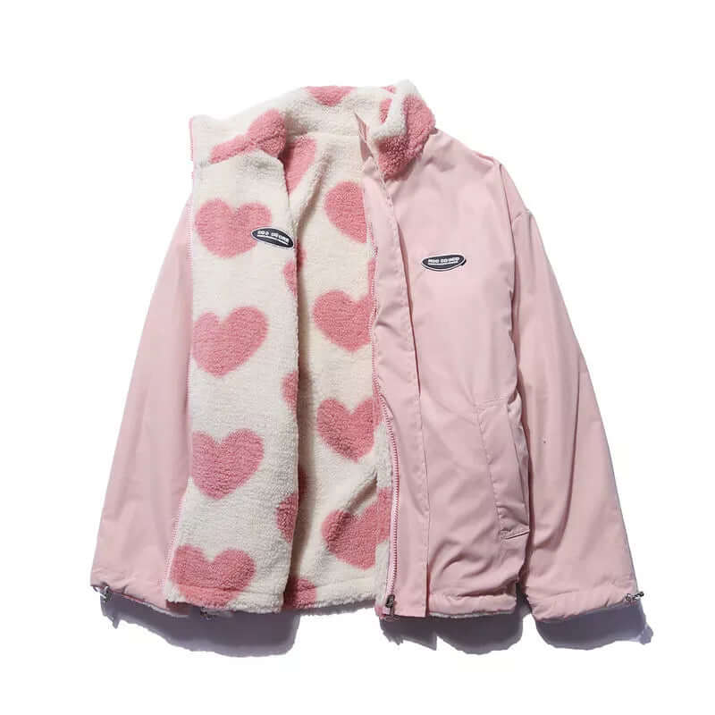 Stilla | Vendbar hjerte-tryk frakke med blødt fleece-for