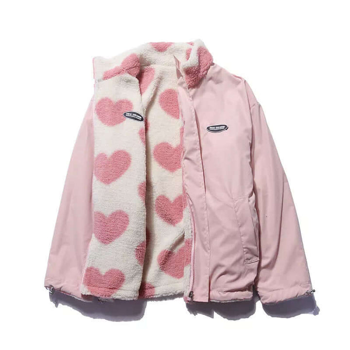Stilla | Vendbar hjerte-tryk frakke med blødt fleece-for