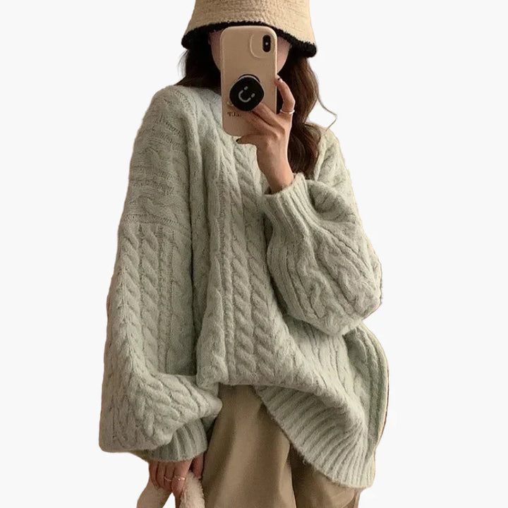 Stilla | Oversize Strikpullover I Løst Koreansk Stil - Behagelig Hverdagslook