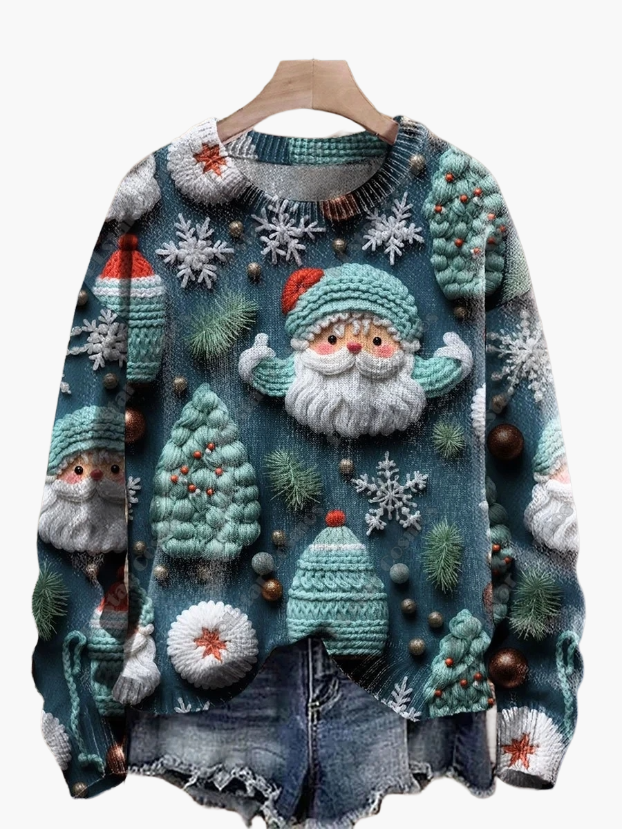 Stilla | Juletrøje med Festlige 3D-Broderier - Ideel til Ferier, Fester & Vinter