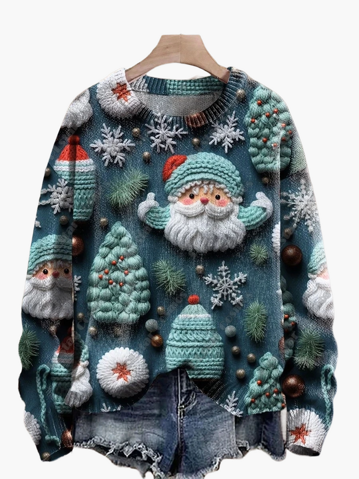 Stilla | Juletrøje med Festlige 3D-Broderier - Ideel til Ferier, Fester & Vinter
