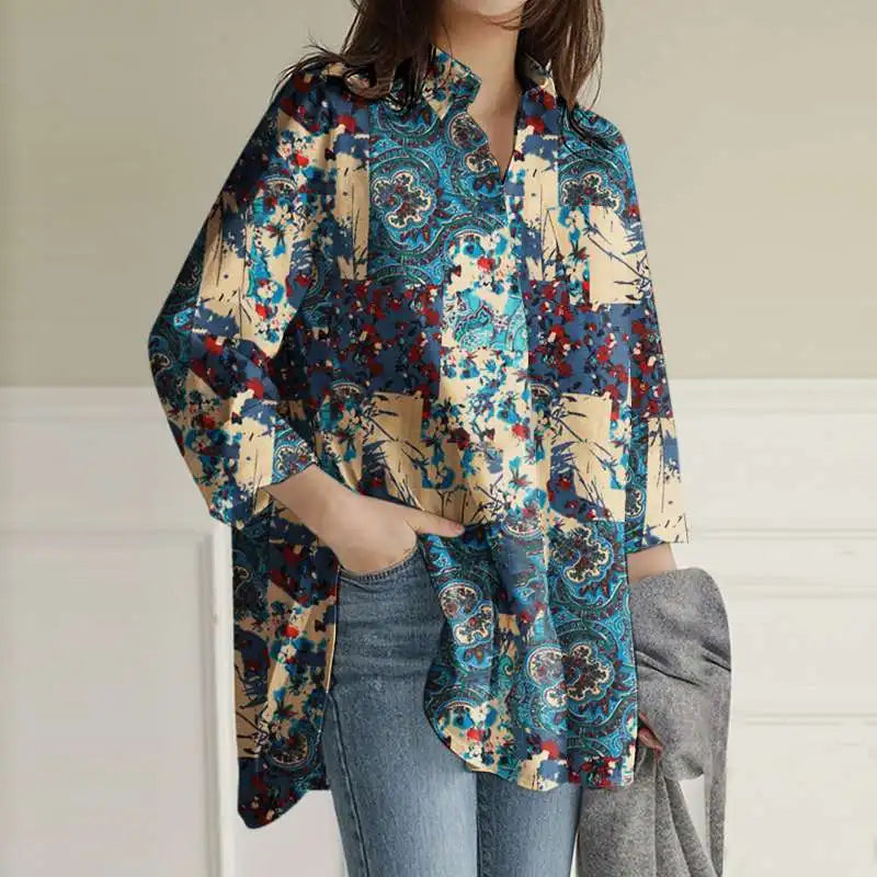 Stilla | Bluse Med Vintage Tryk