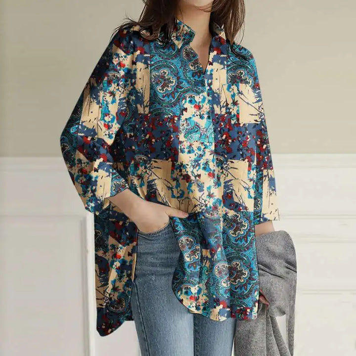 Stilla | Bluse Med Vintage Tryk