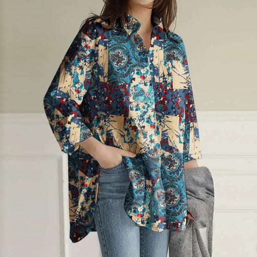 Stilla | Bluse Med Vintage Tryk
