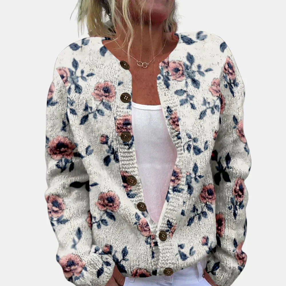 Stilla | Smukt Rosenmønster Cardigan