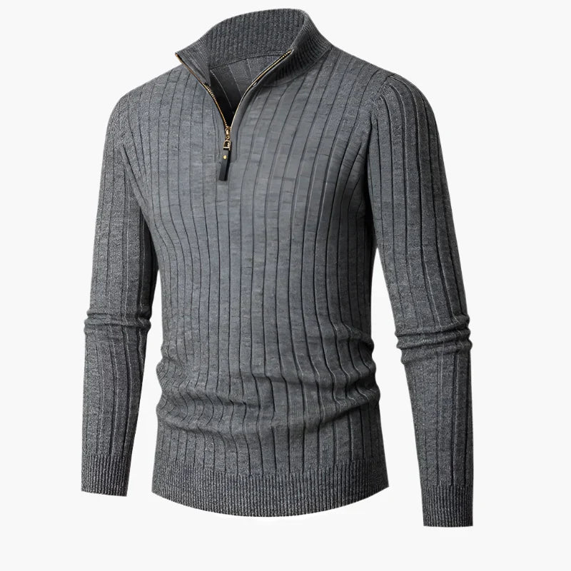 Stilla | Striktrøje med Ståkrave og Halv Lynlås - Elegant Fritids- og Forretningslook