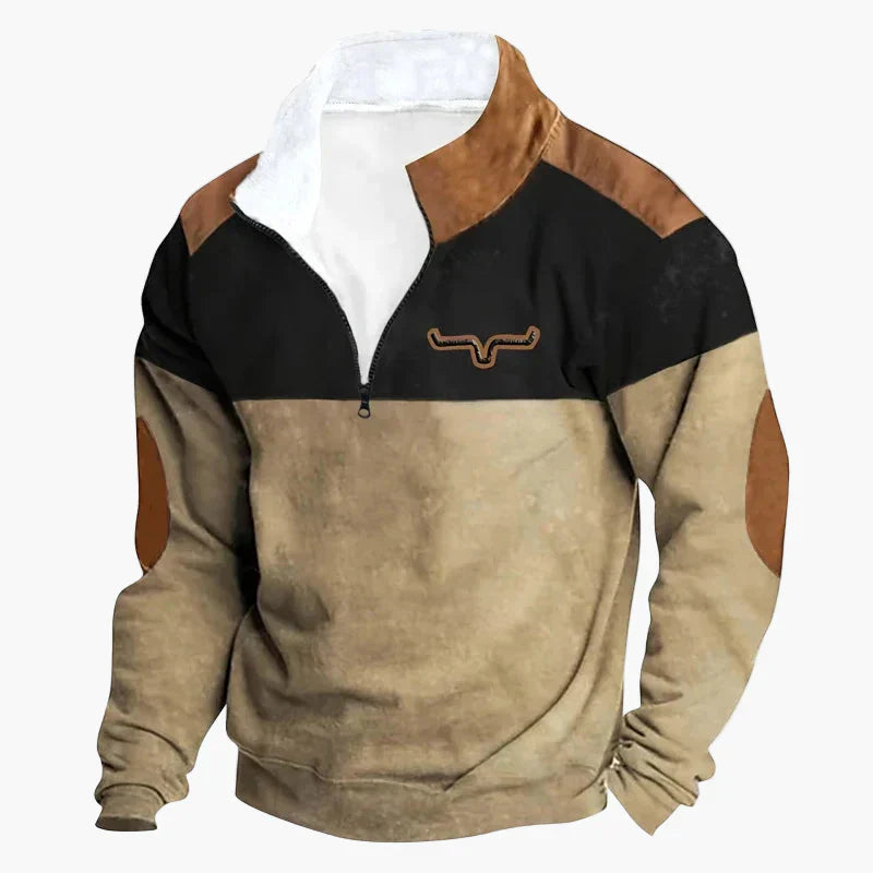 Stilla | Western Stil Pullover med Aztek Mønster og Longhorn Motiv - Komfortabel Fritids Sweater til Udendørs og Hverdag