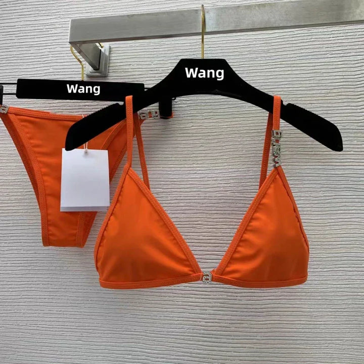 Skovae | Ny Rhinestone Bogstav Wang Strand Bikini Luxushjemmeskaber Y2K Mode Sexet Kvinder Strand Bikini Duo Sæt