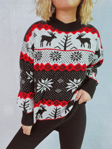 Stilla | Rundhalset Pullover I Jacquard Strik Med Julemotiver Til Damer