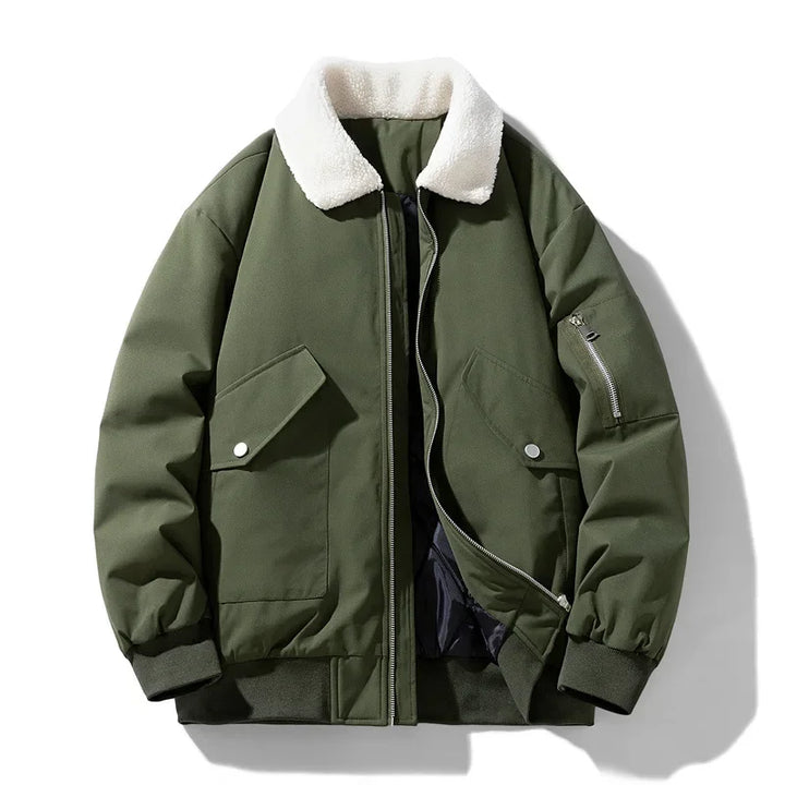 Stilla | Vinter Bomberjakke med Modest Lamb Pels Krave - Casual Stil til Kolde Dage