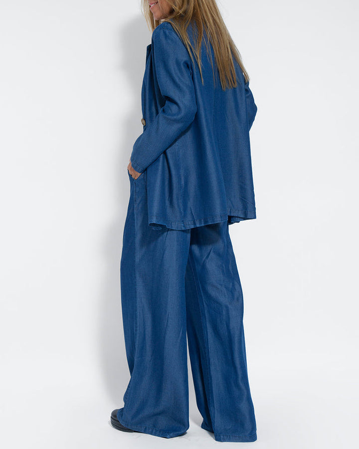 Skovae | Elegant 2-delt sæt linned brede bukser & vest