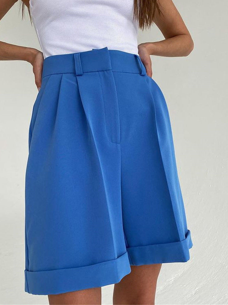 Skovae | Dame Shorts Ensfarvet Lynlås Lomme Lige Shorts