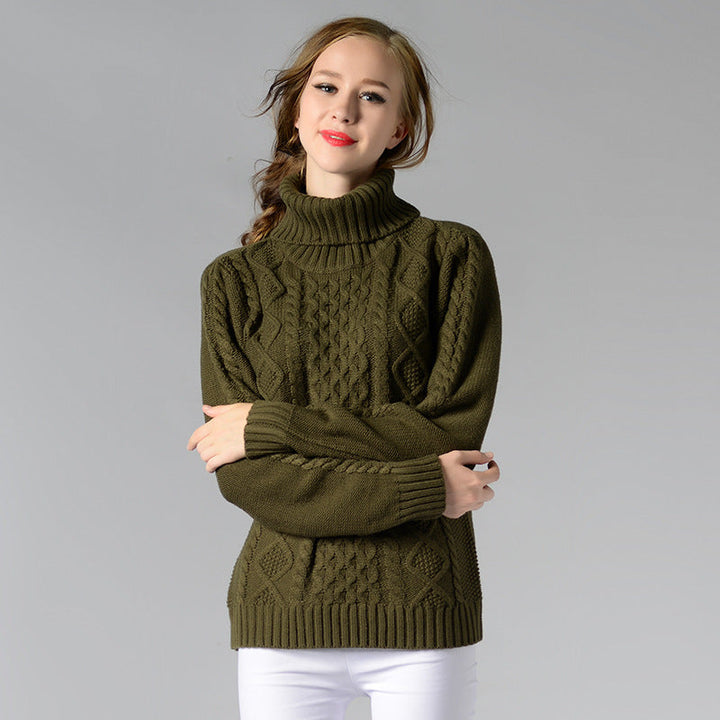 Skovae | Dame Rullekrave sweater med lange ærmer og kabelstrik