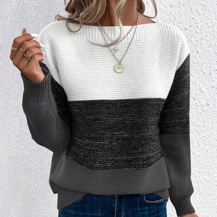 Stilla | Elegant To-farvet Strikpullover Til Damer