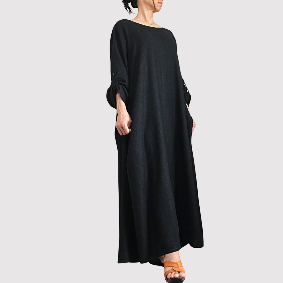 Stilla | Vintage Bomuld Linned Lang Kjole