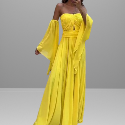Stilla | Gul Off-shoulder Maxi Kjole