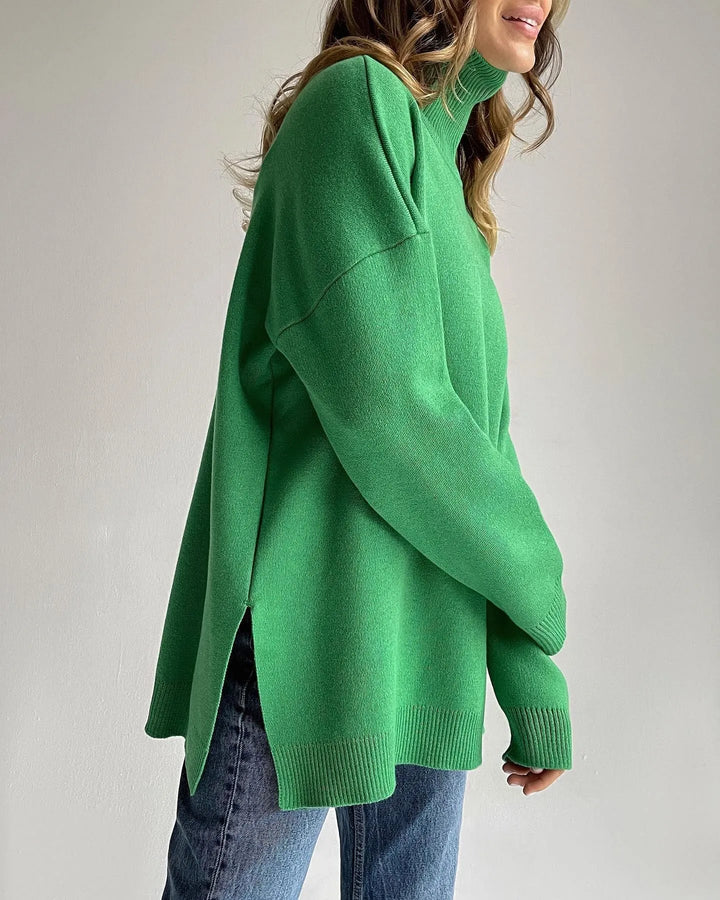 Stilla | Rullekrave sweater med sidelægte slids