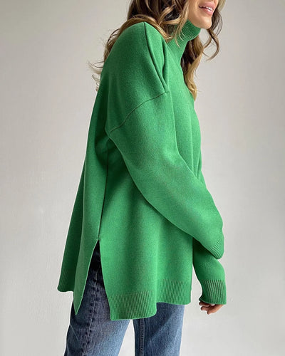 Stilla | Rullekrave sweater med sidelægte slids