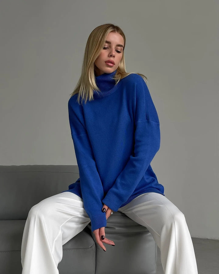 Stilla | Rullekrave sweater med sidelægte slids