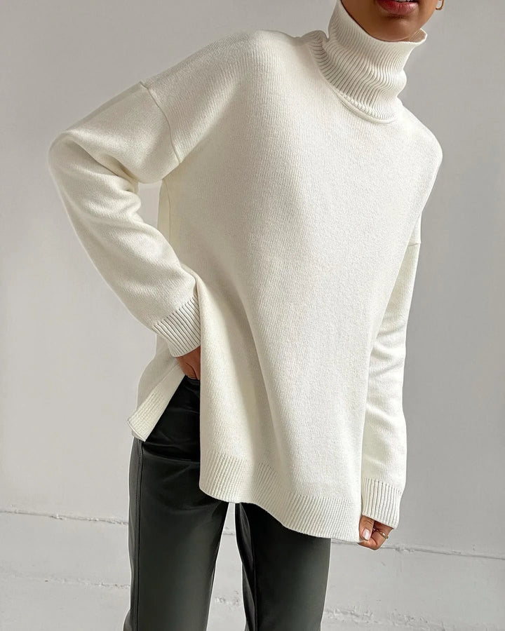 Stilla | Rullekrave sweater med sidelægte slids