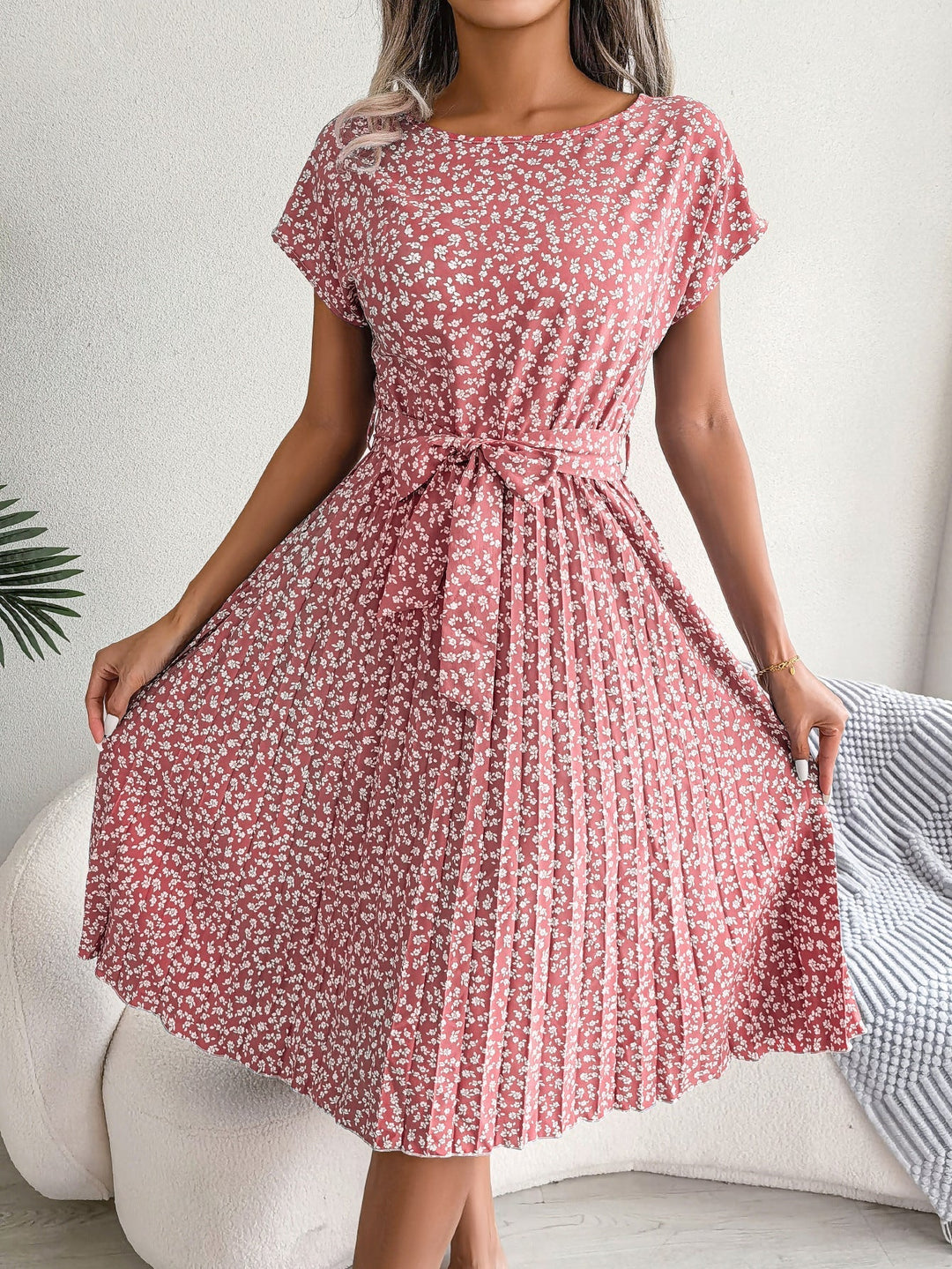 Stilla | Blomstret Plisseret Kjole