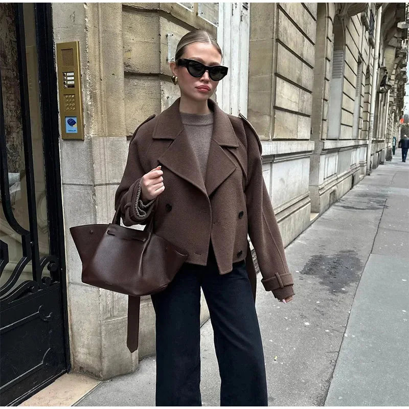 Stilla | Uldet Mid-Length/Kort Trenchcoat