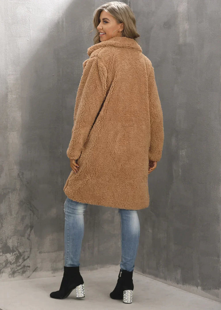 Stilla | Teddy Frakke Blød og Varm Oversized Snit Åben Foran Lange Ærmer