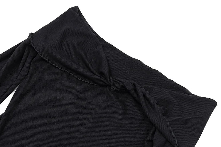 Stilla | Off Shoulder Strikket Sort Kjole