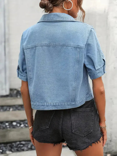 Stilla | Kortærmet Denimjakke Bomuld Casual, Moderne