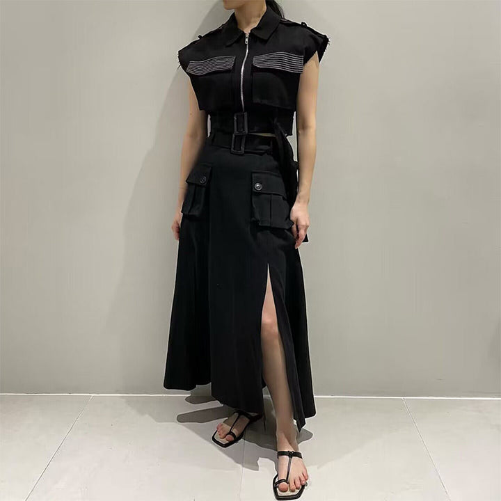 Stilla | Elegant Modekjole Med Høj Talje Og Vest Detaljer